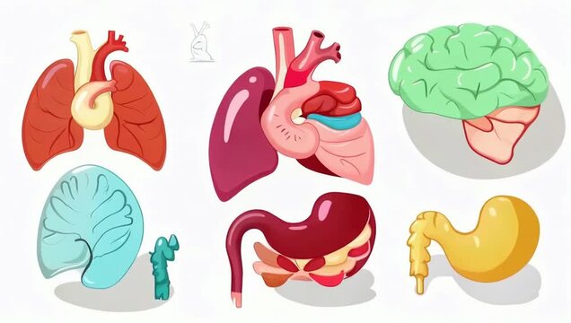 Human Internal Organs Set Vector Illustration for Medical Infographic