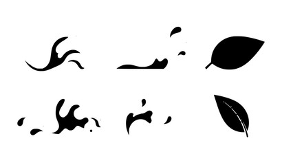 Naklejka premium Decorative Water Swirl Splash and Floating Leaves Individual Vector Elements