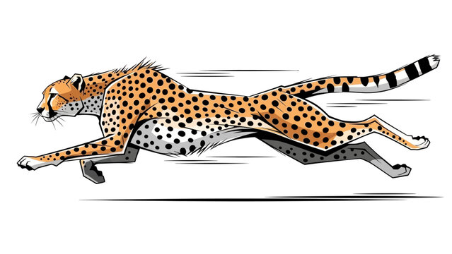 Stylized illustration of a cheetah running at full speed.