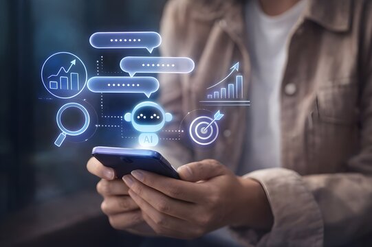 AI-powered chatbot messaging interface for smart customer support, automated communication, and digital service assistance