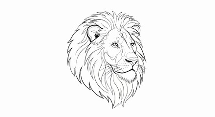 Obraz premium Majestic lion head with flowing mane, detailed sketch