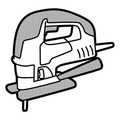 simple electric saw vector, editable lines