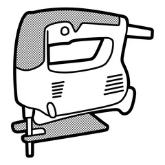 electric saw vector, editable lines