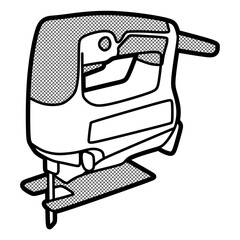 electric saw carpentry tools, editable lines