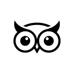 Obraz premium Minimalist Owl Face Vector Illustration with Large Eyes