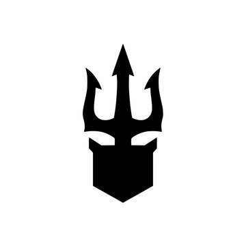 Minimalist Trident and Shield Vector Logo