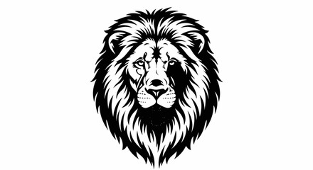 Obraz premium Fierce black and white illustration of a lion's face with detailed mane
