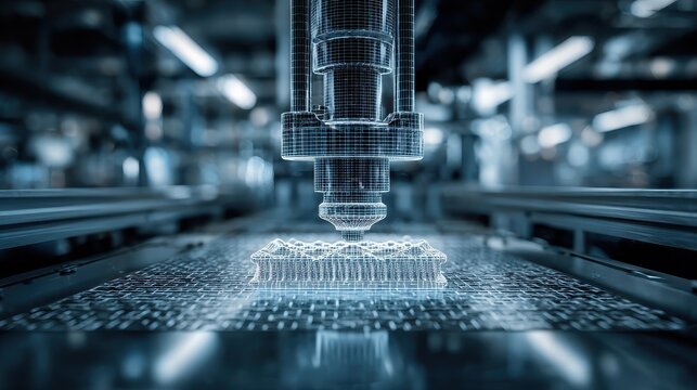 Advanced CNC machining concept showcasing precise laser cutting technology in a high-tech industrial environment with a focus on accuracy and innovation