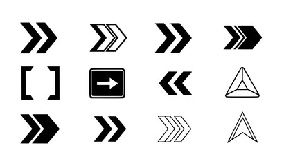Bold Chevron Arrow Symbol Set Geometric Direction Sign Vector Collection Transparent Background © MdYeasin