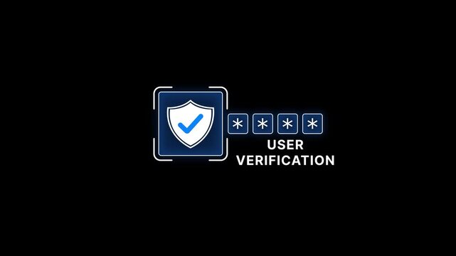 User Verification Concept with Shield and Password Asterisks on Dark Background security shield password