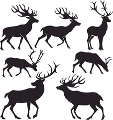 Fototapeta premium deer silhouette set