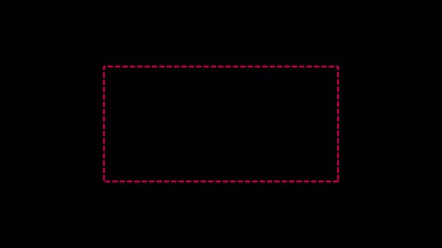 square frame animation of dotted lines on transparent background with alpha channel square path animation of dotted lines left to right in 4K animation