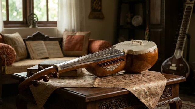 traditional indian sarod fretless string instrument video