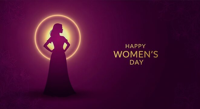 Silhouette Woman with Golden Halo Women&rsquo;s Day Concept