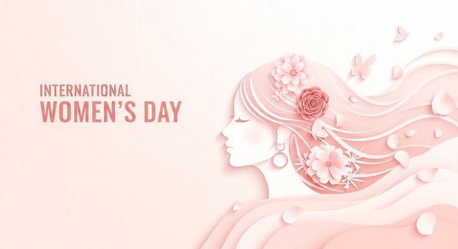 Female Profile Illustration with Floral Hair Design