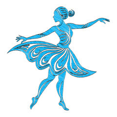 illustration of a dancing ballerina, with a flowing and artistic style