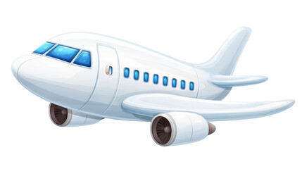flying upward, shiny white fuselage and blue windows