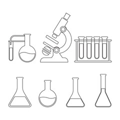 vectors of various science laboratory equipment