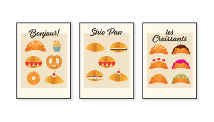 Bekery set with typography vector illustration in a poster frame © siraanamwong