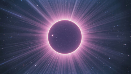 Fototapeta premium Cosmic eclipse with radiant pink corona and starfield, surreal celestial glow evokes wonder