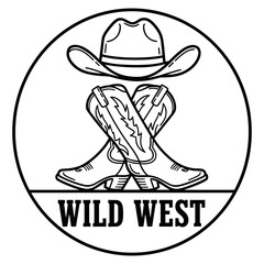 Wild West Cowboy Boot and Hat Logo