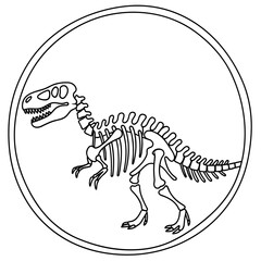 Skeletal Illustration of a Theropod Dinosaur in Circular Frame