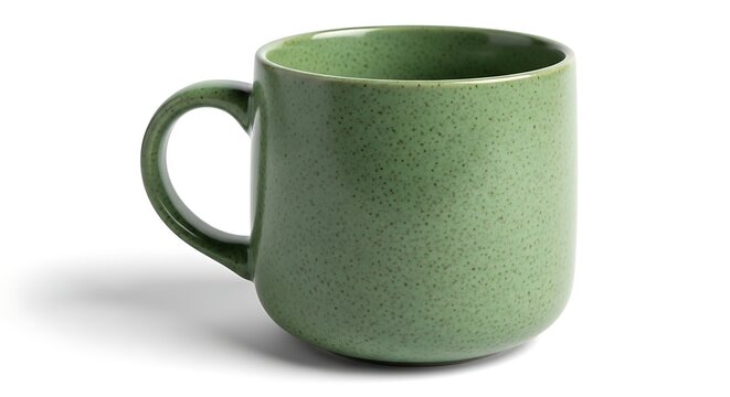 Green ceramic coffee mug with small dots