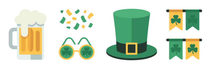 St Patrick&rsquo;s Day party icons &ndash; Ideal for invitation design.
