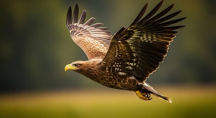 Fototapeta premium Brown eagle in flight a majestic animal soaring through the sky