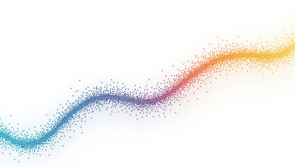 Obraz premium Colorful particle wave flowing across white background with vibrant gradient and airy motion
