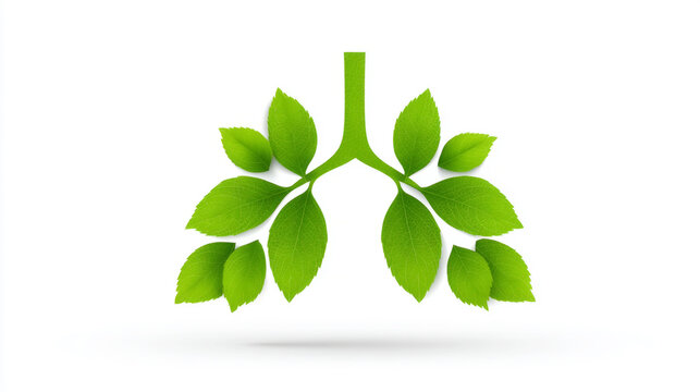 Healthy lung month concept with green leaf lungs illustration for environmental awareness