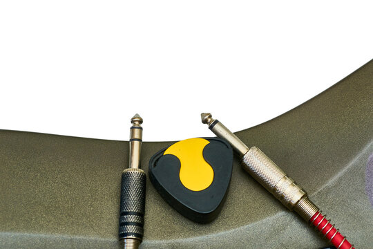 Electric guitar body with pick holder and jacks