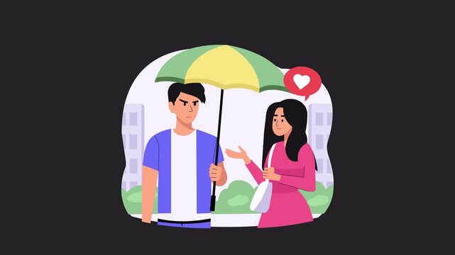 Love Triangle  2D Animation Alpha Channel		