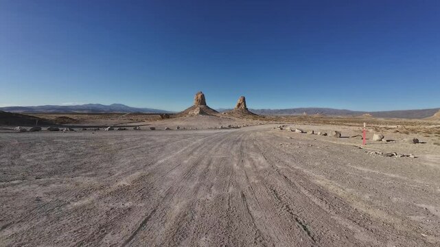 Trona Pinnacles Off Road Main Loop Driving Plate Rear View 03 Mojave Desert California USA