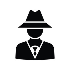 Business professional man in suit and hat vector illustration flat design