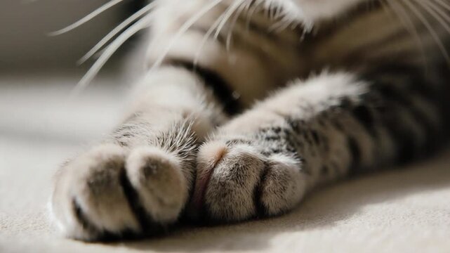 Close up of cat paws resting.