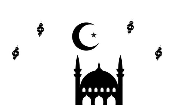 This is a video footage of the animated mosque of the stars and the moon, suitable for use in Islamic content videos, Eid al-Fitr, Eid al-Adha, Ramadan, Islamic holidays, Maulid, Isra Mi'raj,