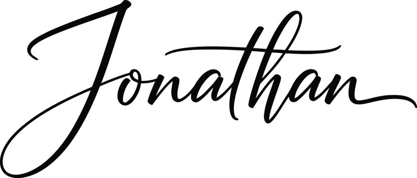 A elegant black signature of the name Jonathan on a white background
