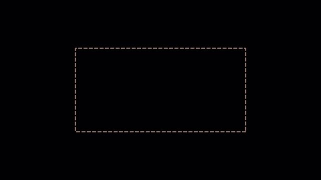 square frame animation of dotted lines on transparent background with alpha channel square path animation of dotted lines left to right in 4K animation
