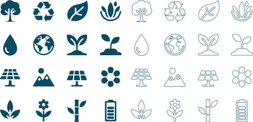 Eco-friendly showcasing nature and sustainability symbols in a clean style