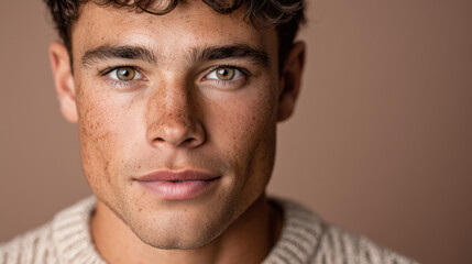 Naklejka premium Handsome Male Model in Textured Sweater Looking Confidently at Camera
