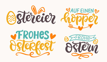Fototapeta premium Happy Easter Vector Hand Lettering Set in German