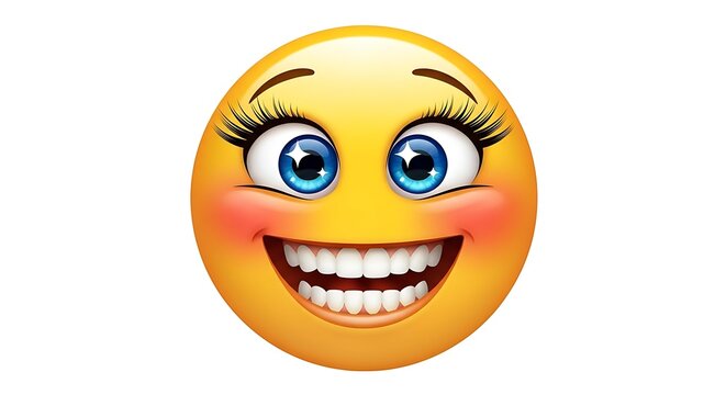 Cheerful Yellow Emoji with Bright Smile and Blue Eyes