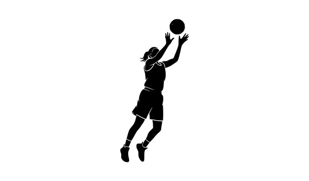 Minimal female basketball player vector illustration clipart for print and design