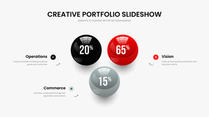 Enterprise Insight Three Element Graph Presentation Design. Educational Briefing 3 Step Diagram Slide Template. Visual Launch Slideshow Layout Vector Illustration.