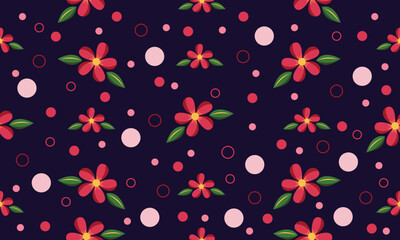 Fototapeta premium Elegant Red Floral Seamless Pattern