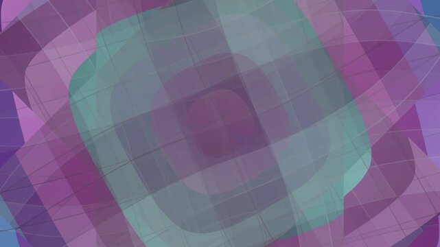 Abstract geometric pattern with overlapping purple and teal shapes on a white background