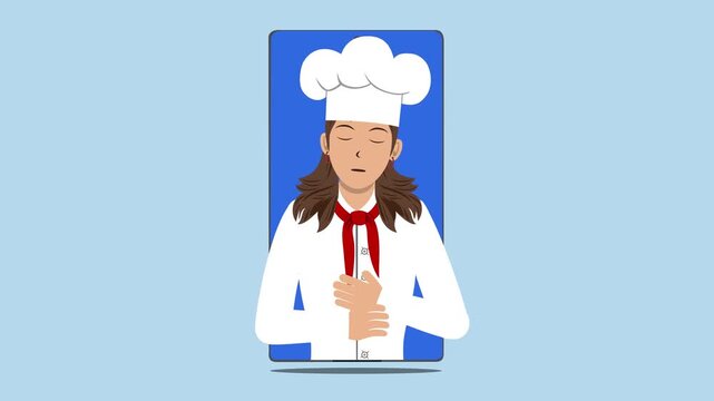 Smartphone With Female Chef Animation Video 4K suitable for your project needs