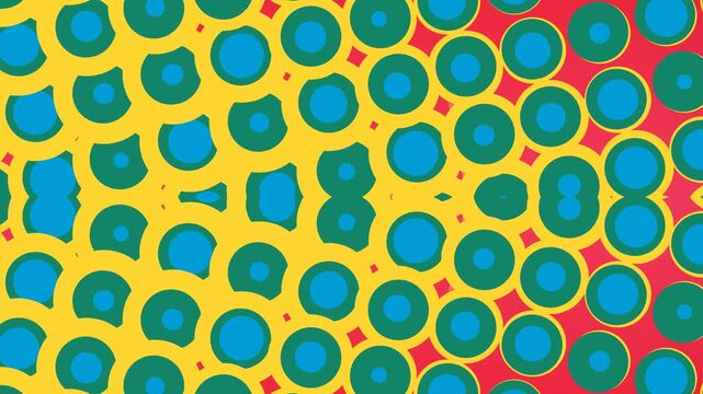 Vibrant abstract pattern of colorful circles on a bright background with a playful and energetic mood.