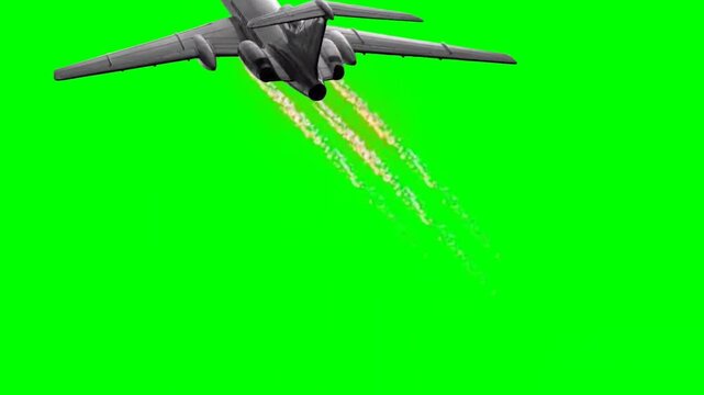 Airplane Flying on Green Screen Background for VFX Chroma Key Compositing Video Footage